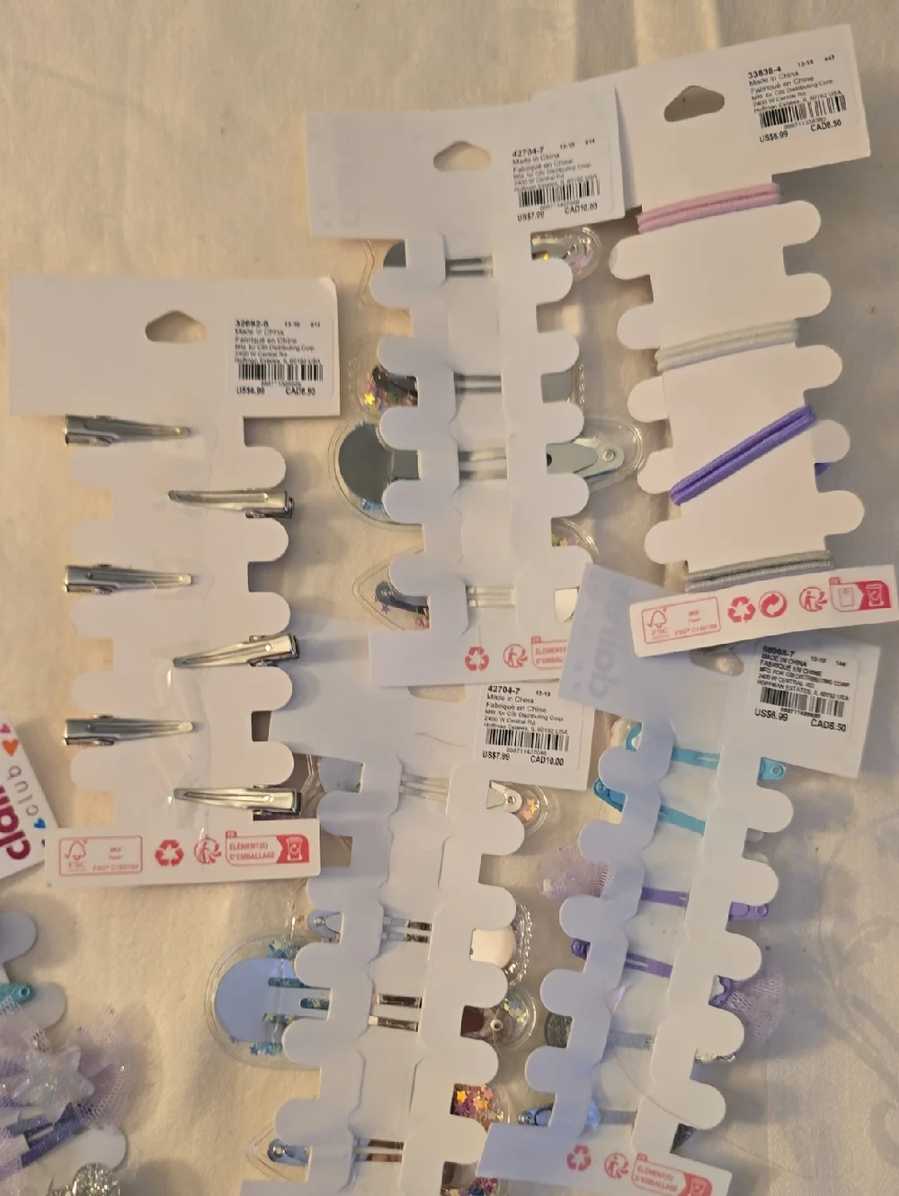 16 Claire's Pastel Hair Clip & Bow Assortment & Key Rings New